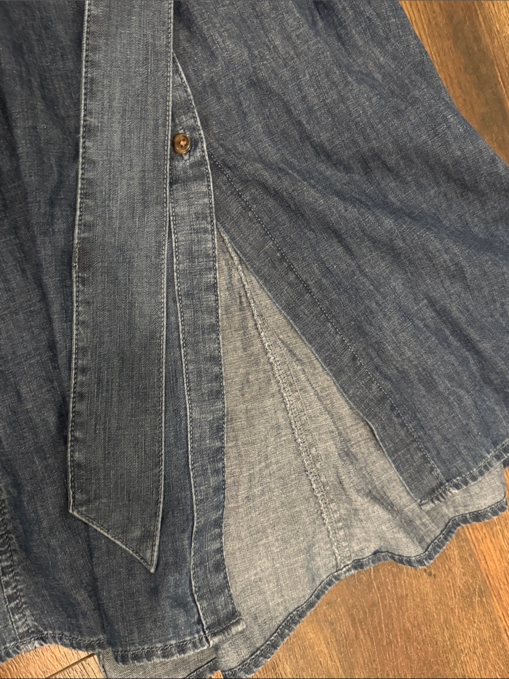 LOFT Chambray Denim Maxi Dress in Blue with Tie Waist nwot size 4 - Picture 11 of 12